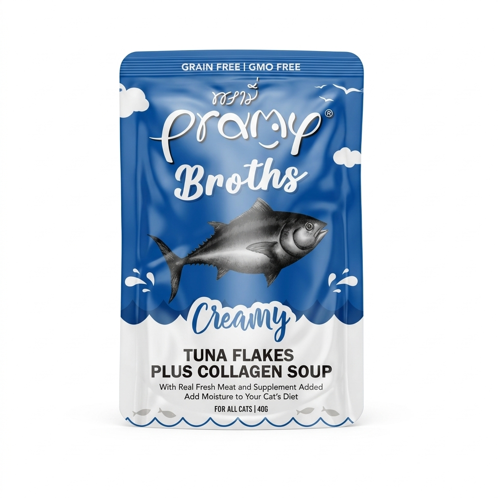 Gemini_Generated_Image_wi3tffwi3tffwi3t.png Pramy Cat Tuna Flakes Plus Collagen Soup 40g - Image 1