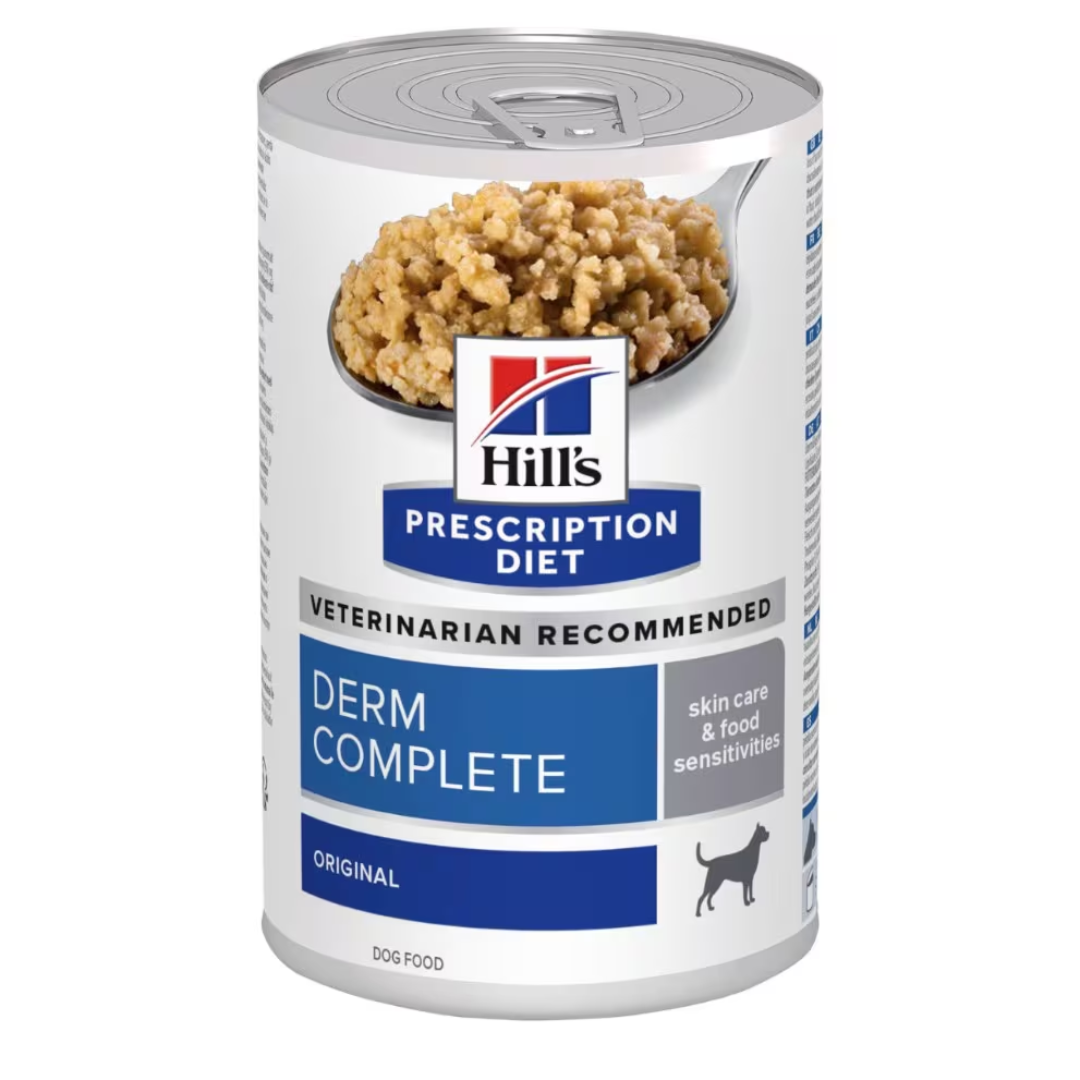 Websitebackgroundforproducts_50.png Hill's Prescription Diet Dog Derm Complete 370g - Image 1